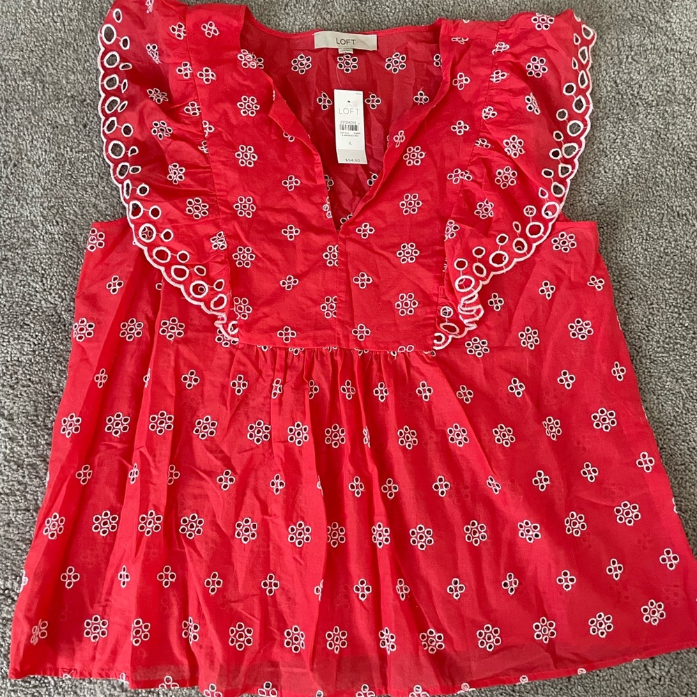 Ann Taylor LOFT Coral Ruffle Tank. New with Tags!!